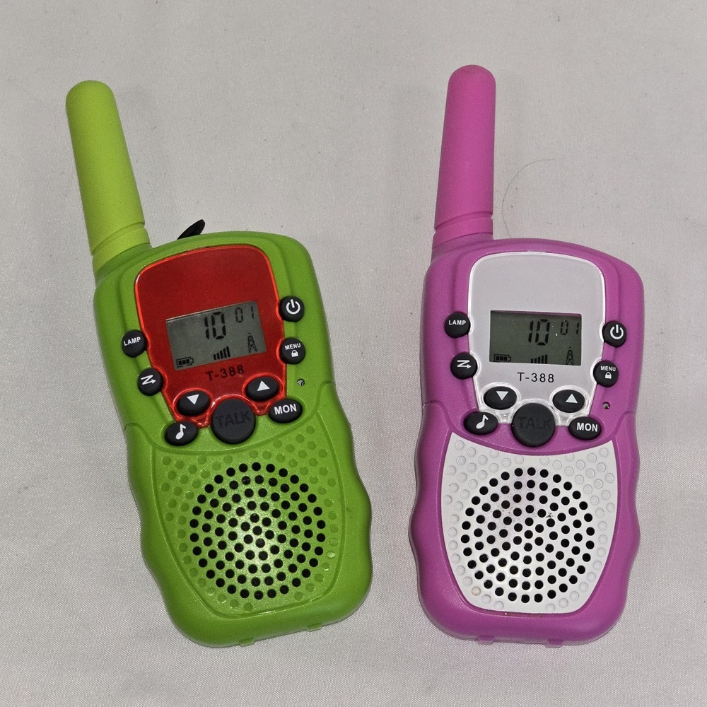 Kids Walkie Talkies 2 Pack Green Pink Long Range Two Way Radio TESTED‎ See Video